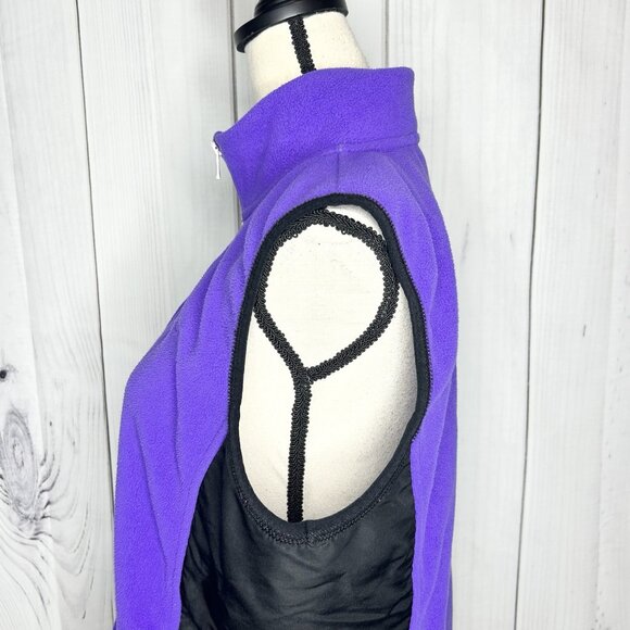 Ralph Lauren Active L-RL Purple Black Fleece Vest Womens Sz XL Full Zip - Picture 6 of 10